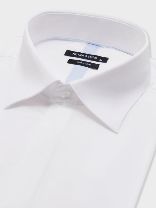 Chemise Slim en satin de coton blanc - 2 - Father & Sons   - 6 