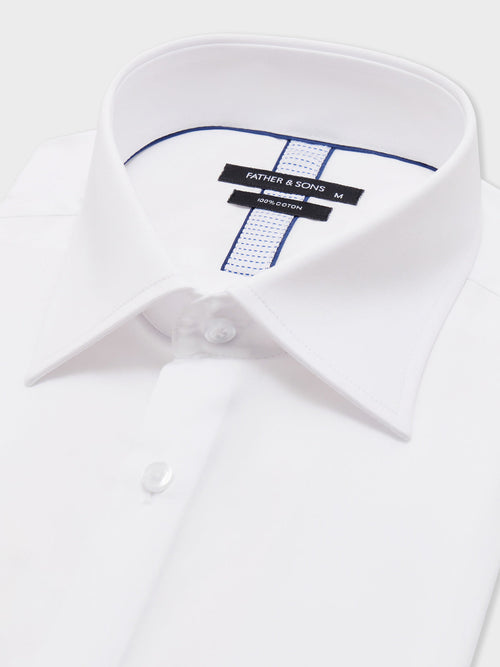 Chemise Slim en satin de coton blanc - 2 - Father & Sons   - 3 