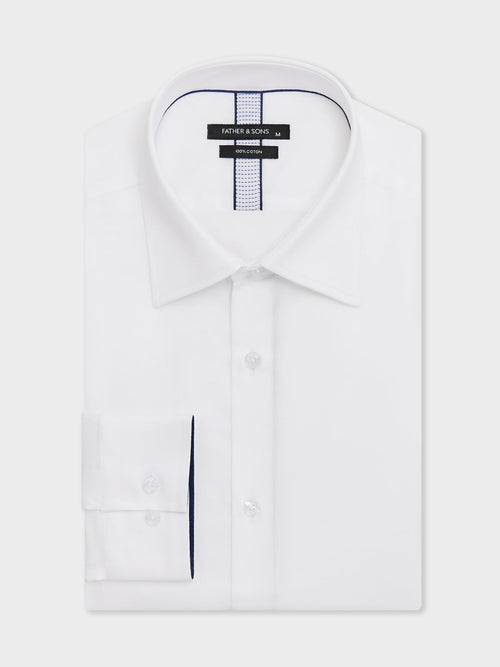 Chemise Slim en satin de coton blanc - 1 - Father & Sons   - 3 