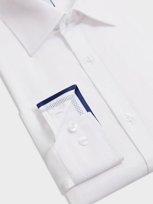 Chemise Slim en satin de coton blanc - Father & Sons   - 3 