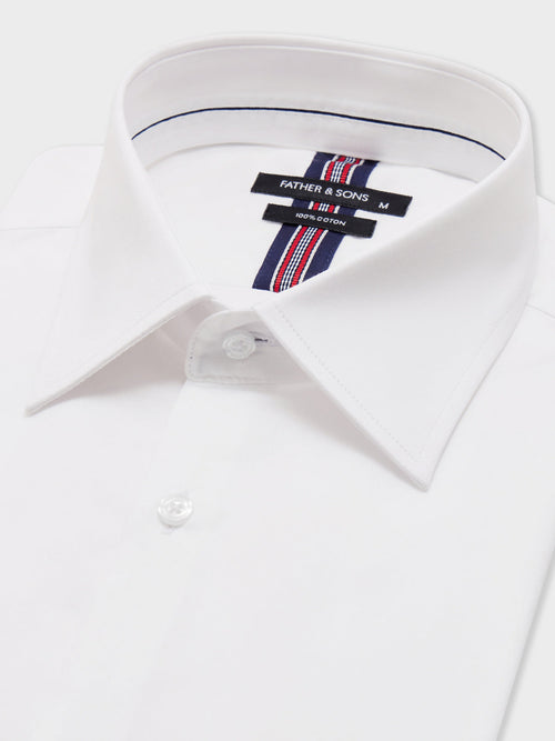 Chemise Slim en satin de coton blanc - 2 - Father & Sons   - 4 