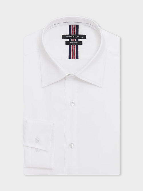 Chemise Slim en satin de coton blanc - 1 - Father & Sons   - 4 