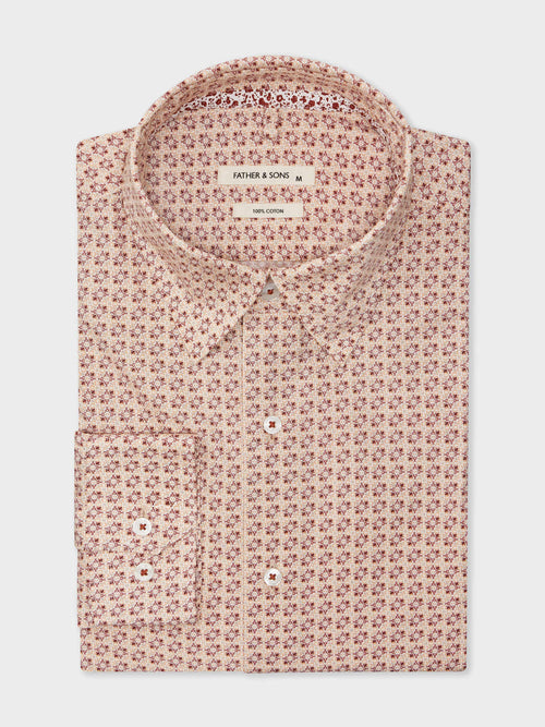 Chemise Slim en popeline de coton à motif terracotta - 1 - Father & Sons   - 20 