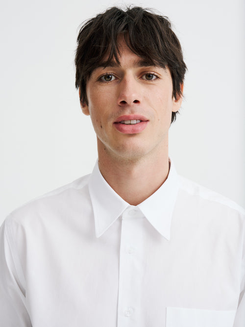 Chemise loose en satin de coton blanc - Father & Sons   - 4 