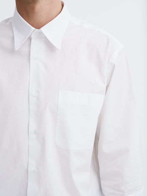 Chemise loose en satin de coton blanc - Father & Sons   - 3 