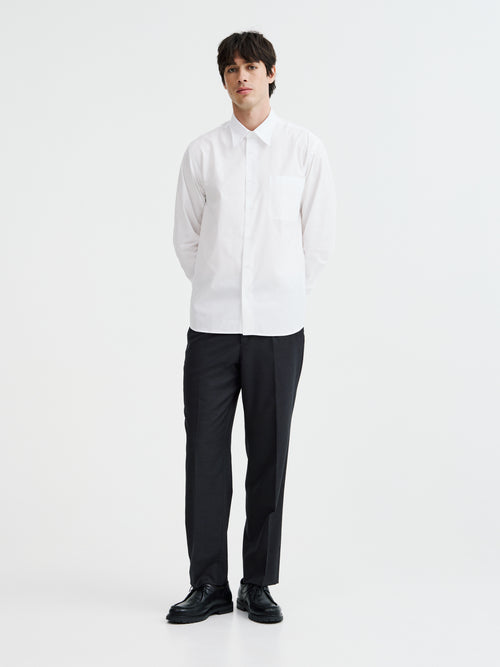 Chemise loose en satin de coton blanc - Father & Sons   - 5 