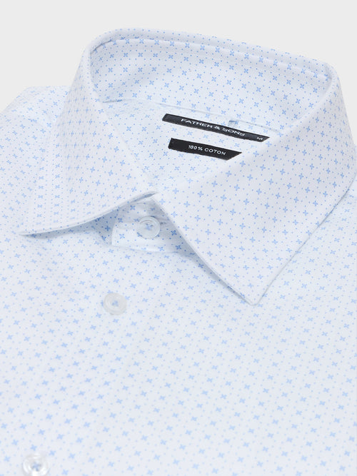 Chemise regular en popeline de coton à motif bleu ciel - 2 - Father & Sons   - 8 