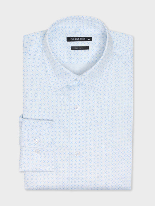 Chemise regular en popeline de coton à motif bleu ciel - 1 - Father & Sons   - 8 