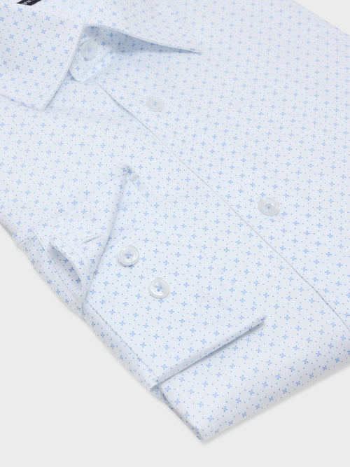 Chemise regular en popeline de coton à motif bleu ciel - Father & Sons   - 3 