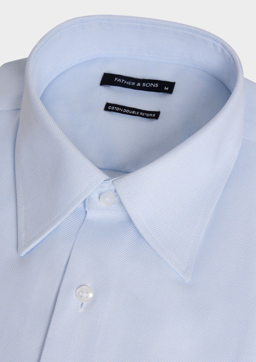 Chemise non-iron regular en coton Jacquard bleu pâle - 2 - Father & Sons   - 12 