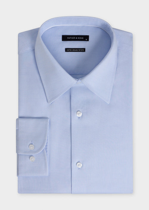 Chemise non-iron regular en coton Jacquard bleu ciel - 1 - Father & Sons   - 1 