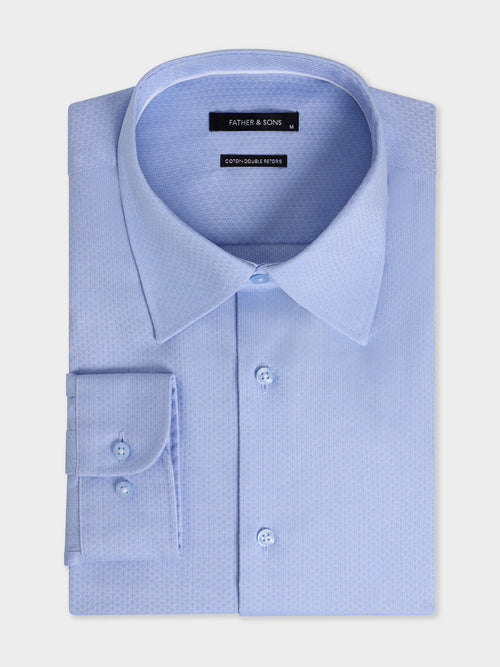 Chemise non-iron regular en coton chevron bleu - 1 - Father & Sons   - 9 