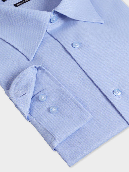 Chemise non-iron regular en coton chevron bleu - Father & Sons   - 3 