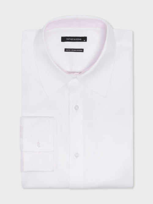 Chemise non-iron regular en coton chevron blanc - 1 - Father & Sons   - 6 