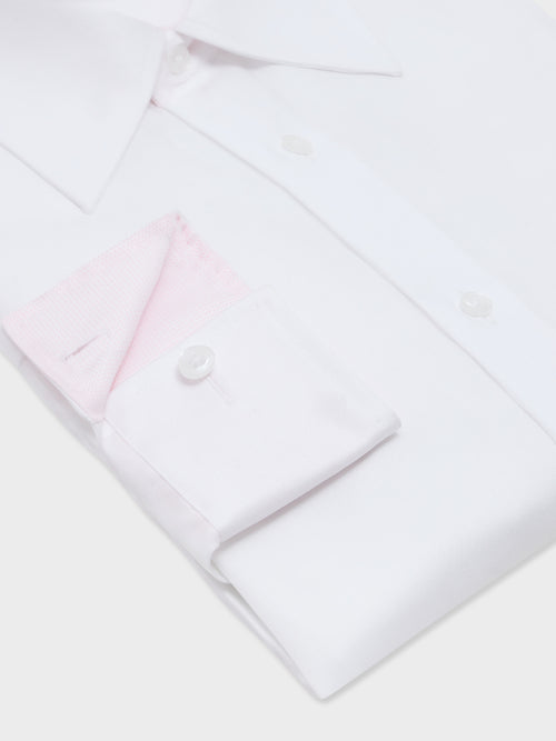Chemise non-iron regular en coton chevron blanc - Father & Sons   - 3 