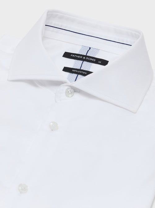 Chemise regular en satin de coton blanc - 2 - Father & Sons   - 4 