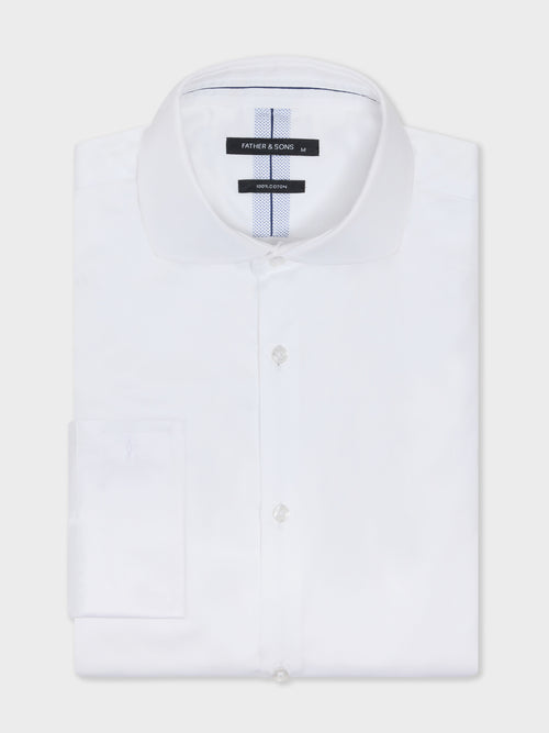 Chemise regular en satin de coton blanc - 1 - Father & Sons   - 4 