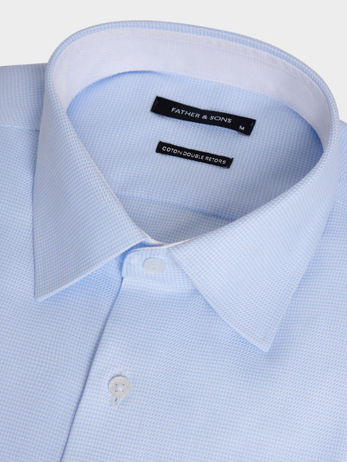 Chemise non-iron regular en coton oxford bleu ciel - 2 - Father & Sons   - 6 