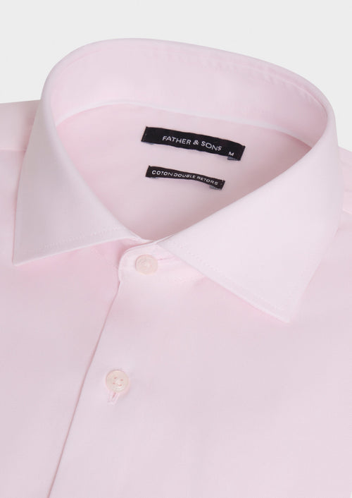 Chemise non-iron et anti-tâche regular en twill de coton rose - 2 - Father & Sons   - 15 