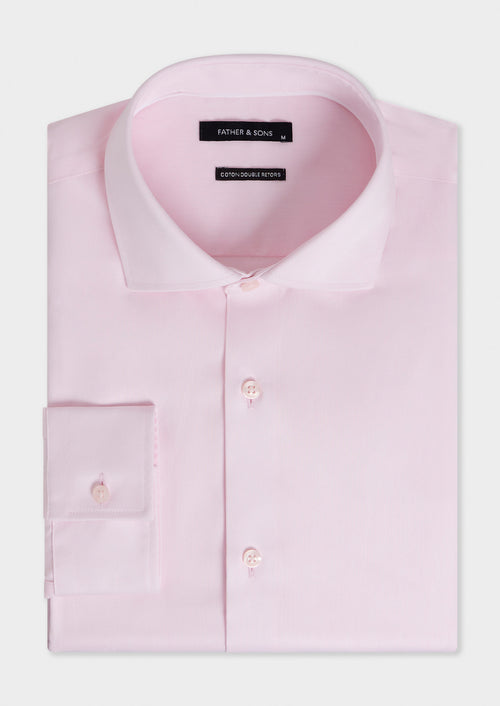 Chemise non-iron et anti-tâche regular en twill de coton rose - 1 - Father & Sons   - 15 