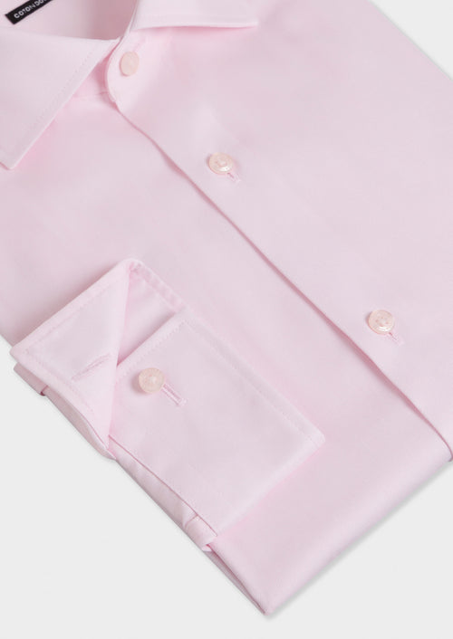Chemise non-iron et anti-tâche regular en twill de coton rose - Father & Sons   - 3 