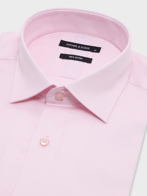 Chemise slim en satin de coton rose - 2 - Father & Sons   - 4 