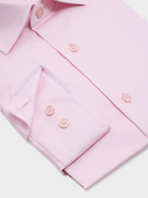 Chemise slim en satin de coton rose - Father & Sons   - 3 