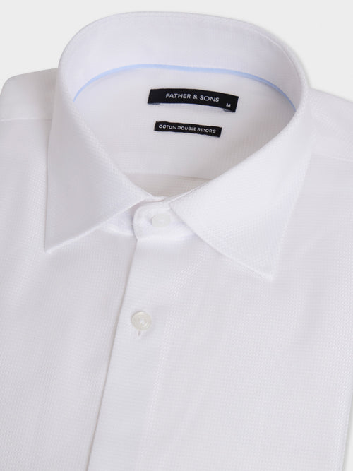 Chemise non-iron slim en coton façonné blanc - 2 - Father & Sons   - 19 