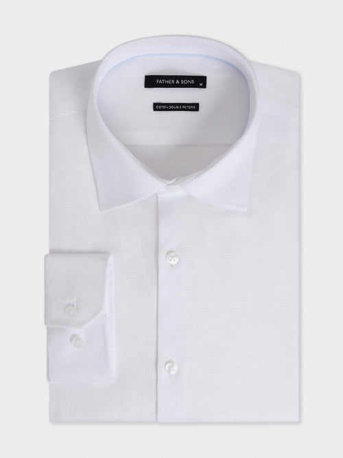 Chemise non-iron slim en coton façonné blanc - Father & Sons   -  