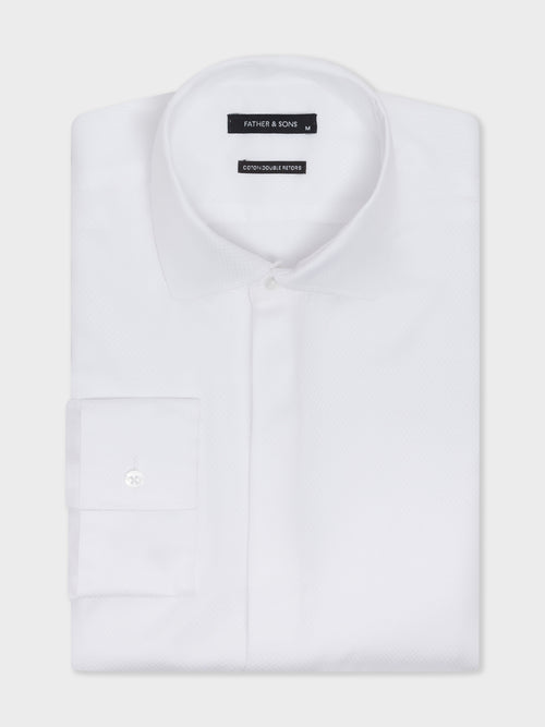 Chemise non-iron slim en coton façonné blanc - 1 - Father & Sons   - 8 