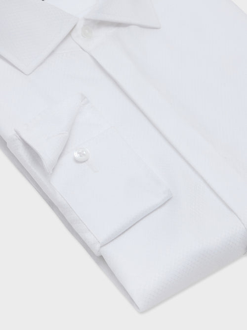 Chemise non-iron slim en coton façonné blanc - Father & Sons   - 3 