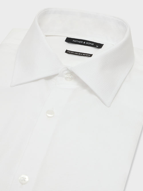 Chemise non-iron slim en coton façonné blanc - 2 - Father & Sons   - 9 