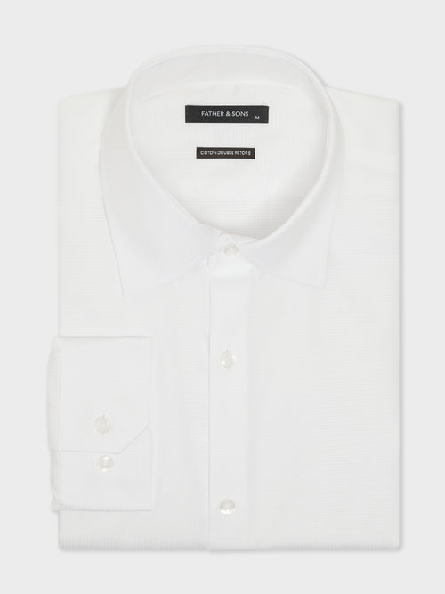 Chemise non-iron slim en coton façonné blanc - 1 - Father & Sons   - 9 