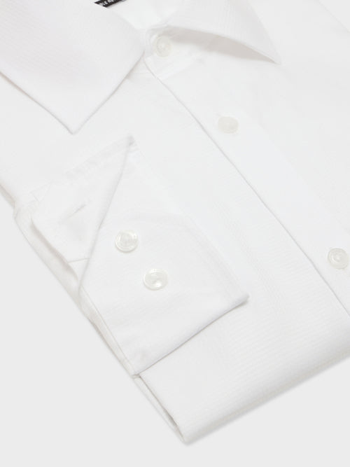 Chemise non-iron slim en coton façonné blanc - Father & Sons   - 3 