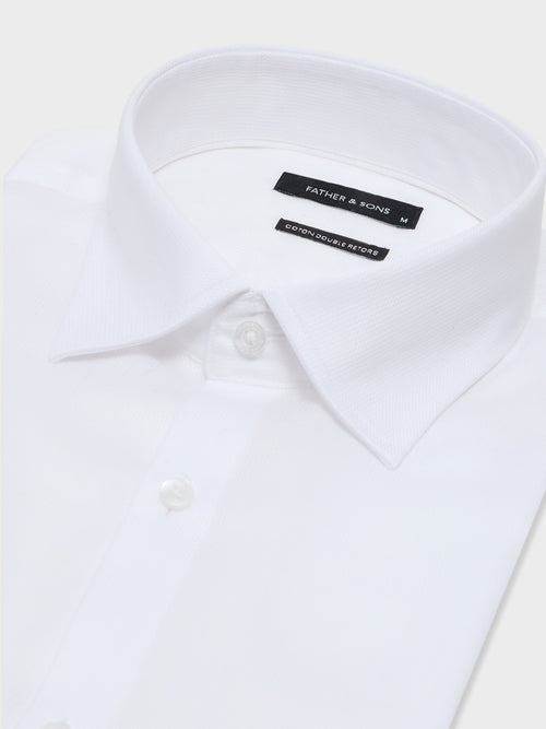 Chemise non-iron slim en coton façonné blanc - 2 - Father & Sons   - 10 