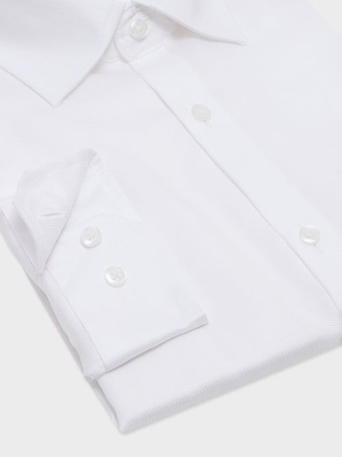 Chemise non-iron slim en coton façonné blanc - Father & Sons   - 3 