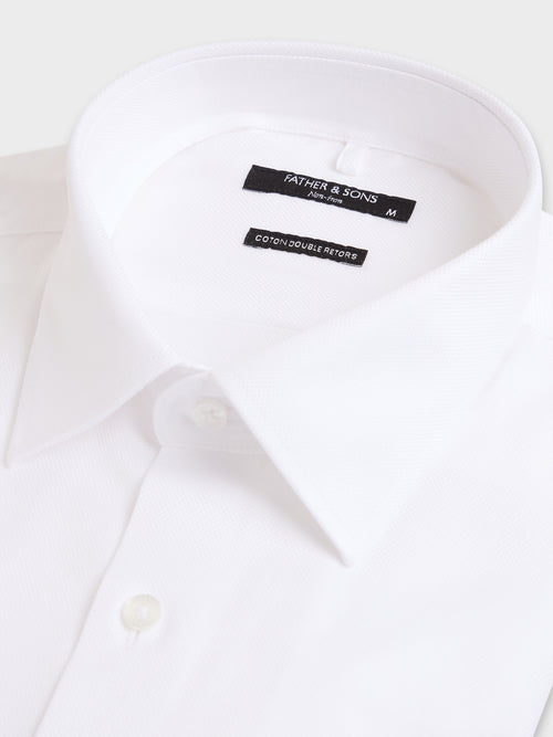 Chemise non-iron slim en coton façonné blanc - 2 - Father & Sons   - 20 