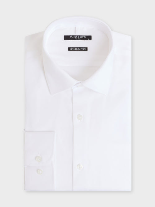Chemise non-iron slim en coton façonné blanc - 1 - Father & Sons   - 20 