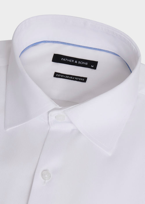 Chemise non-iron slim en coton façonné blanc - 2 - Father & Sons   - 18 