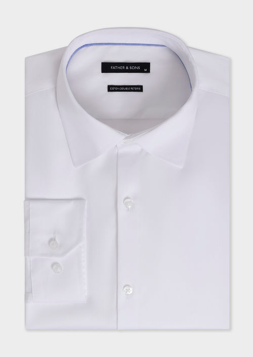 Chemise non-iron slim en coton façonné blanc - 1 - Father & Sons   - 18 