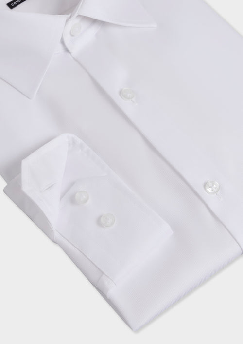 Chemise non-iron slim en coton façonné blanc - Father & Sons   - 3 