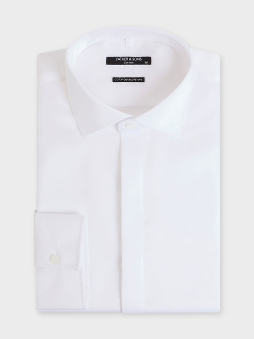 Chemise non-iron slim en coton façonné blanc - 1 - Father & Sons   - 6 