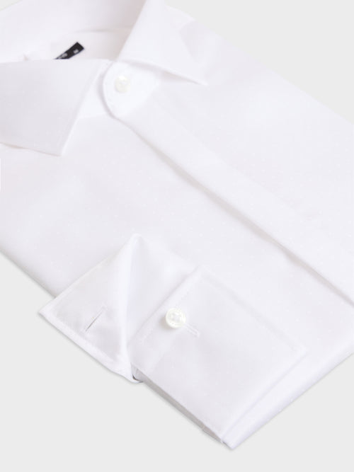 Chemise non-iron slim en coton façonné blanc - Father & Sons   - 3 