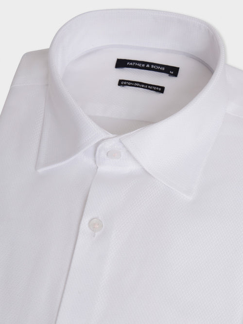 Chemise non-iron slim en coton façonné blanc - 2 - Father & Sons   - 17 