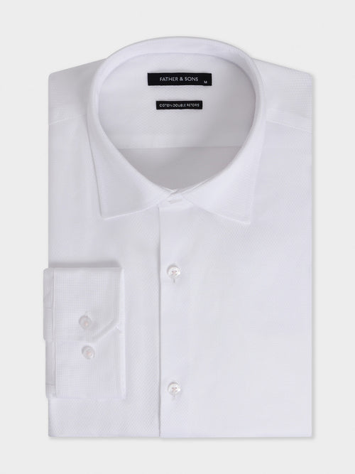 Chemise non-iron slim en coton façonné blanc - 1 - Father & Sons   - 17 