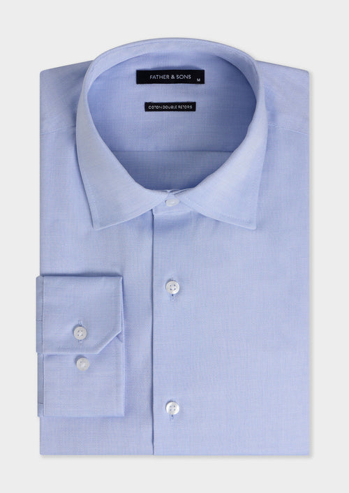 Chemise non-iron slim en coton Jacquard bleu ciel - 1 - Father & Sons   - 11 