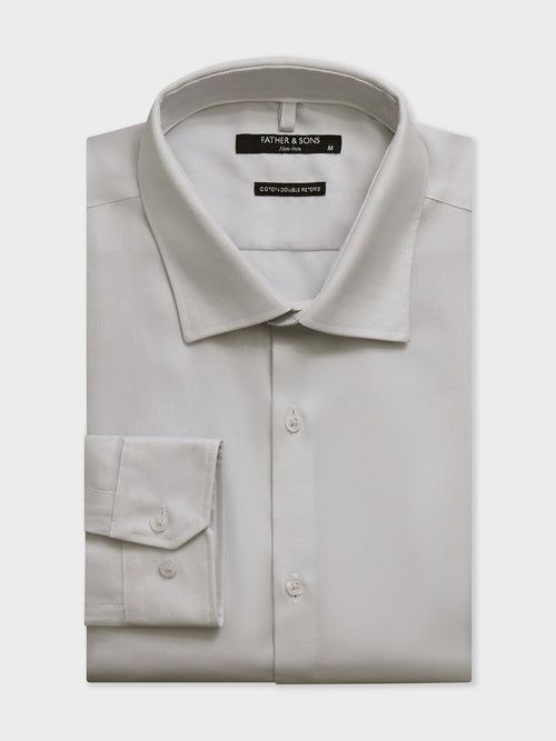 Chemise non-iron slim en coton façonné gris - 1 - Father & Sons   - 6 