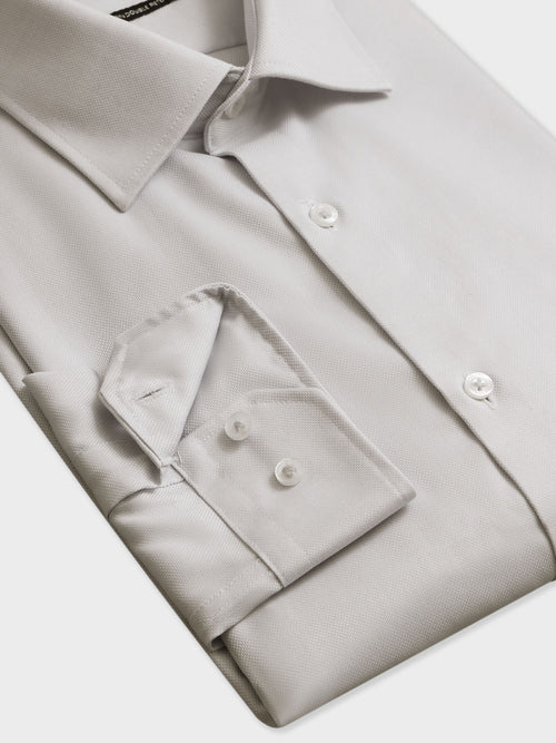 Chemise non-iron slim en coton façonné gris - Father & Sons   - 3 