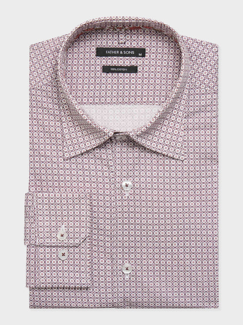 Chemise slim en popeline de coton à motif bordeaux - 1 - Father & Sons   - 13 