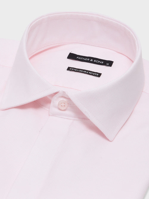 Chemise non-iron slim en coton Jacquard rose pâle - 2 - Father & Sons   - 20 